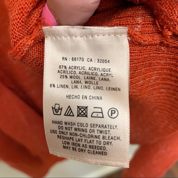 Anthropologie Moth Women’s Orange Pumpkin Open Oversized Thin Wrap Cardigan - Picture 3 of 12